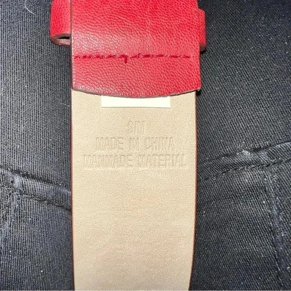 Women’s Red Vegan Leather Western Studded Belt Brushed Silver Tone Buckle S/M - Picture 11 of 16